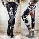 Womens Gothic Print Leggings - millennial-fashion-hub